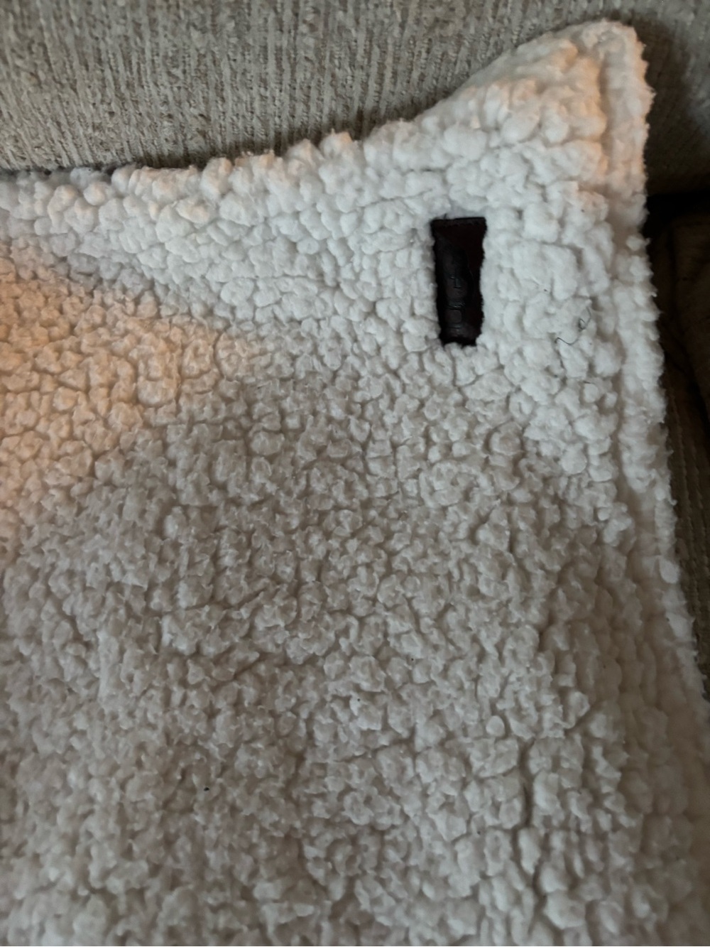 UGG Cream Sherpa Pillow Cover with Leather Tab set of two standard Euro size 26”
